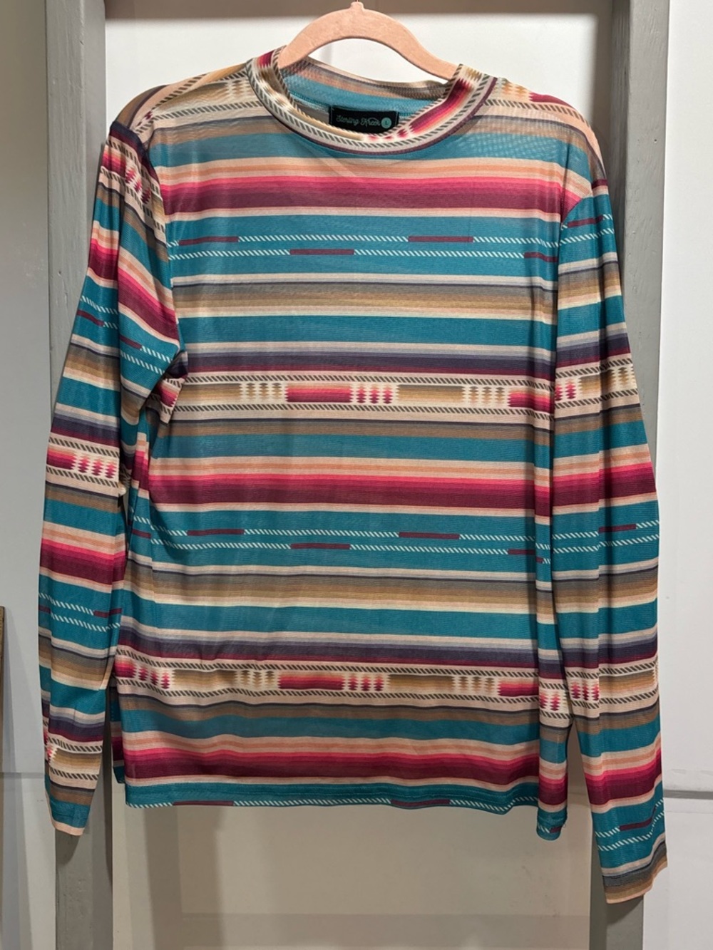 Sterling Kreek L sheer long sleeve tee, western, southwestern, fall layers 90’s